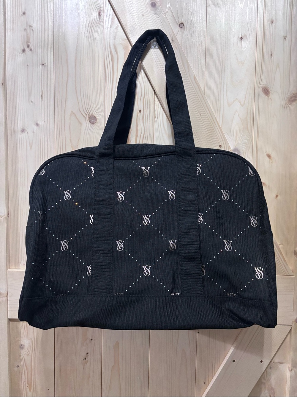 Victoria's Secret Black Logo Quilted Travel Weekender NWT